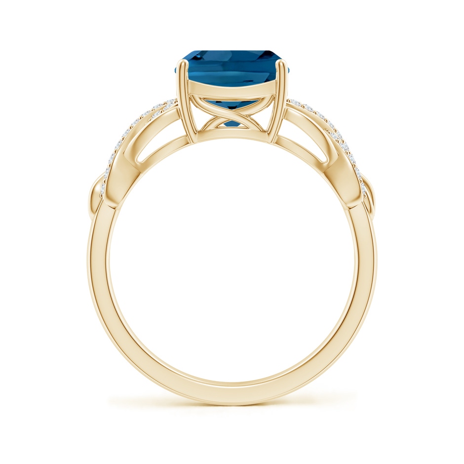 8mm AAA Criss Cross Shank Cushion London Blue Topaz Engagement Ring in Yellow Gold side-1