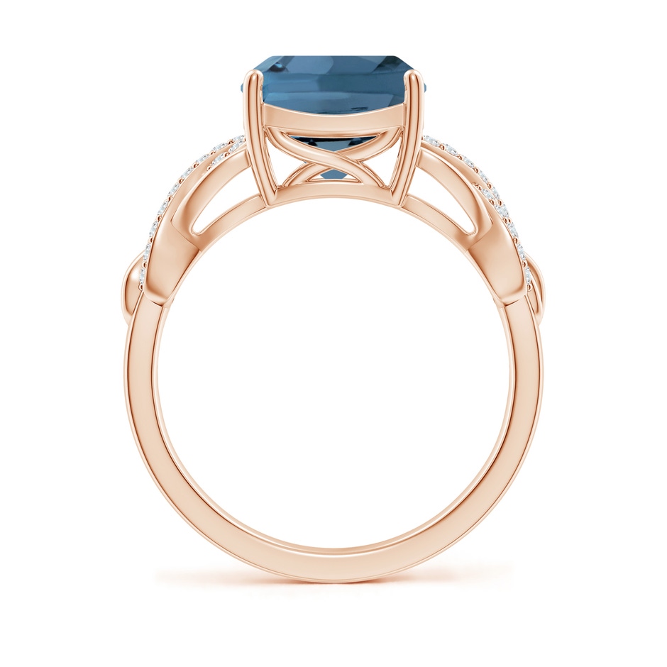 9mm A Criss Cross Shank Cushion London Blue Topaz Engagement Ring in Rose Gold side-1