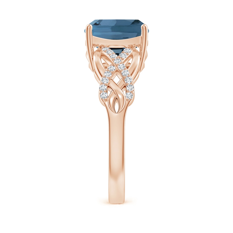 9mm A Criss Cross Shank Cushion London Blue Topaz Engagement Ring in Rose Gold side-2