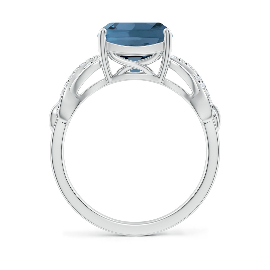 9mm A Criss Cross Shank Cushion London Blue Topaz Engagement Ring in White Gold side-1