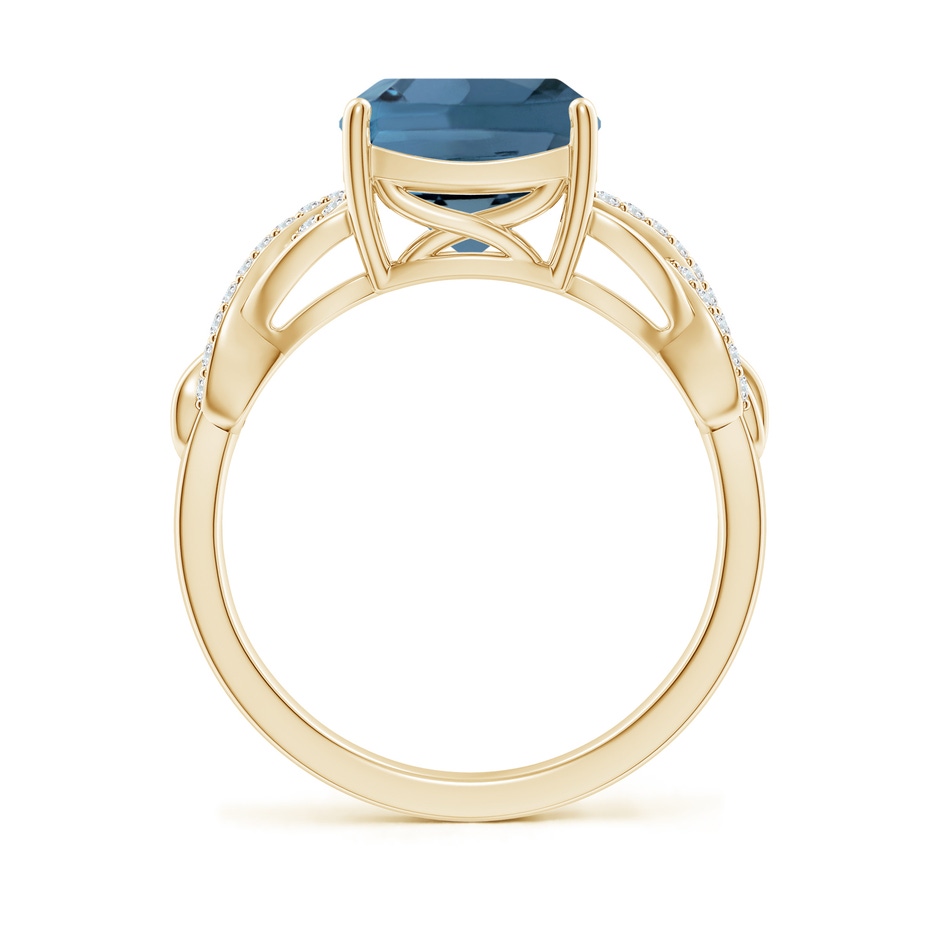 9mm A Criss Cross Shank Cushion London Blue Topaz Engagement Ring in Yellow Gold side-1