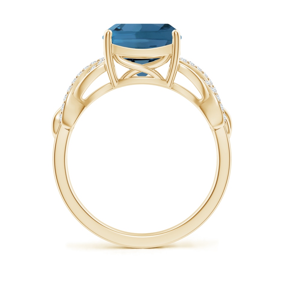 9mm AA Criss Cross Shank Cushion London Blue Topaz Engagement Ring in Yellow Gold side-1