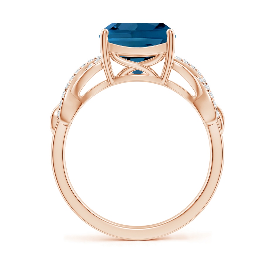 9mm AAA Criss Cross Shank Cushion London Blue Topaz Engagement Ring in Rose Gold side-1