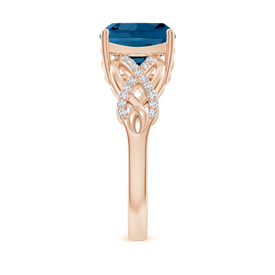 9mm AAA Criss Cross Shank Cushion London Blue Topaz Engagement Ring in Rose Gold side-2