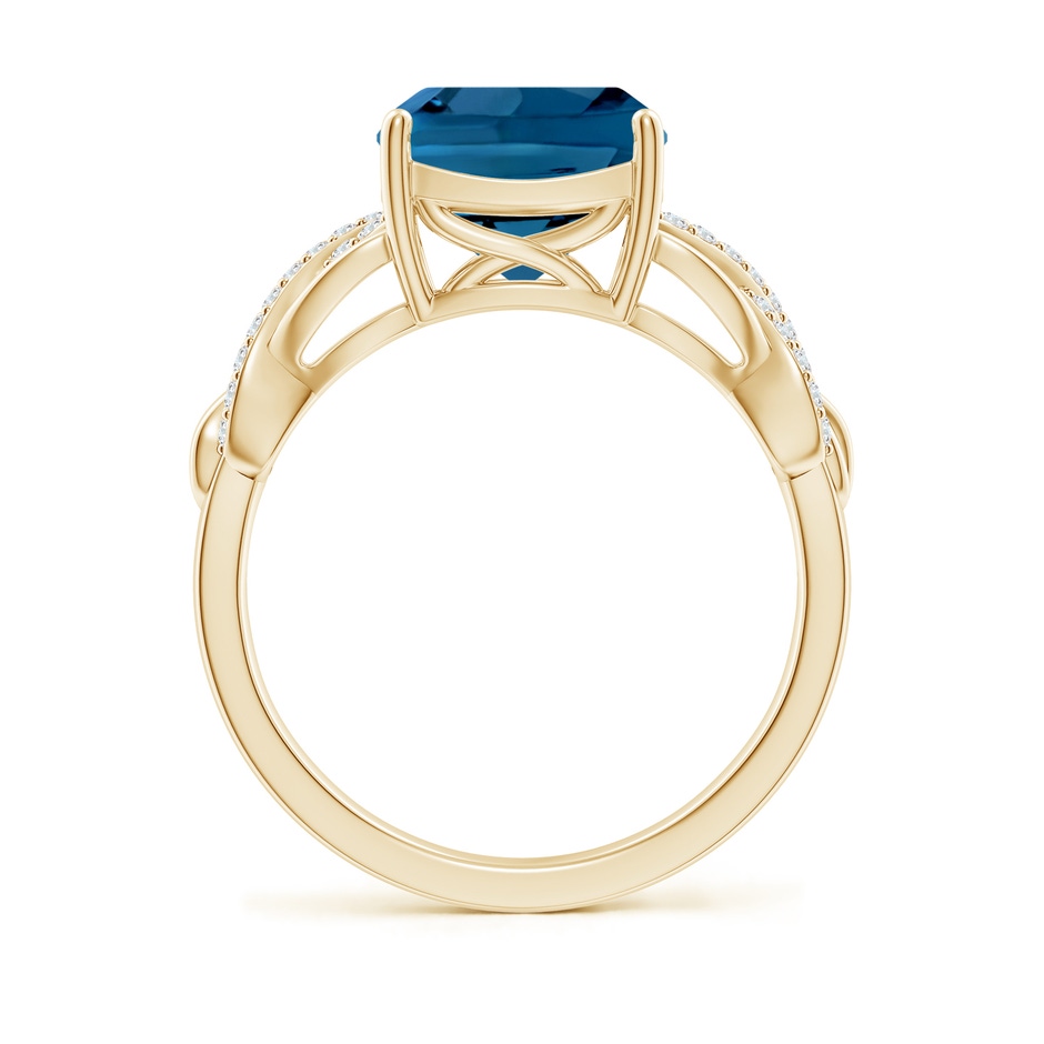 9mm AAA Criss Cross Shank Cushion London Blue Topaz Engagement Ring in Yellow Gold side-1