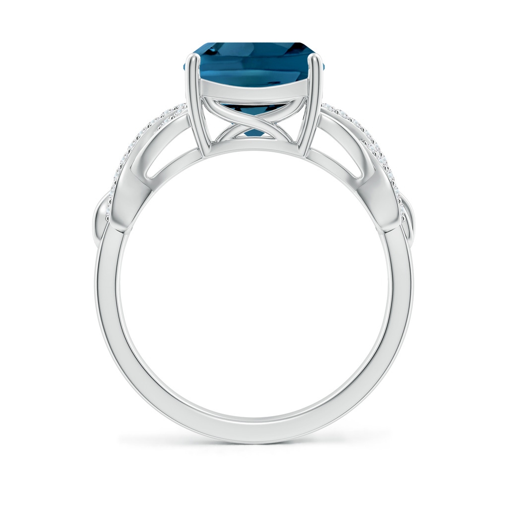 9mm AAAA Criss Cross Shank Cushion London Blue Topaz Engagement Ring in White Gold Side-1
