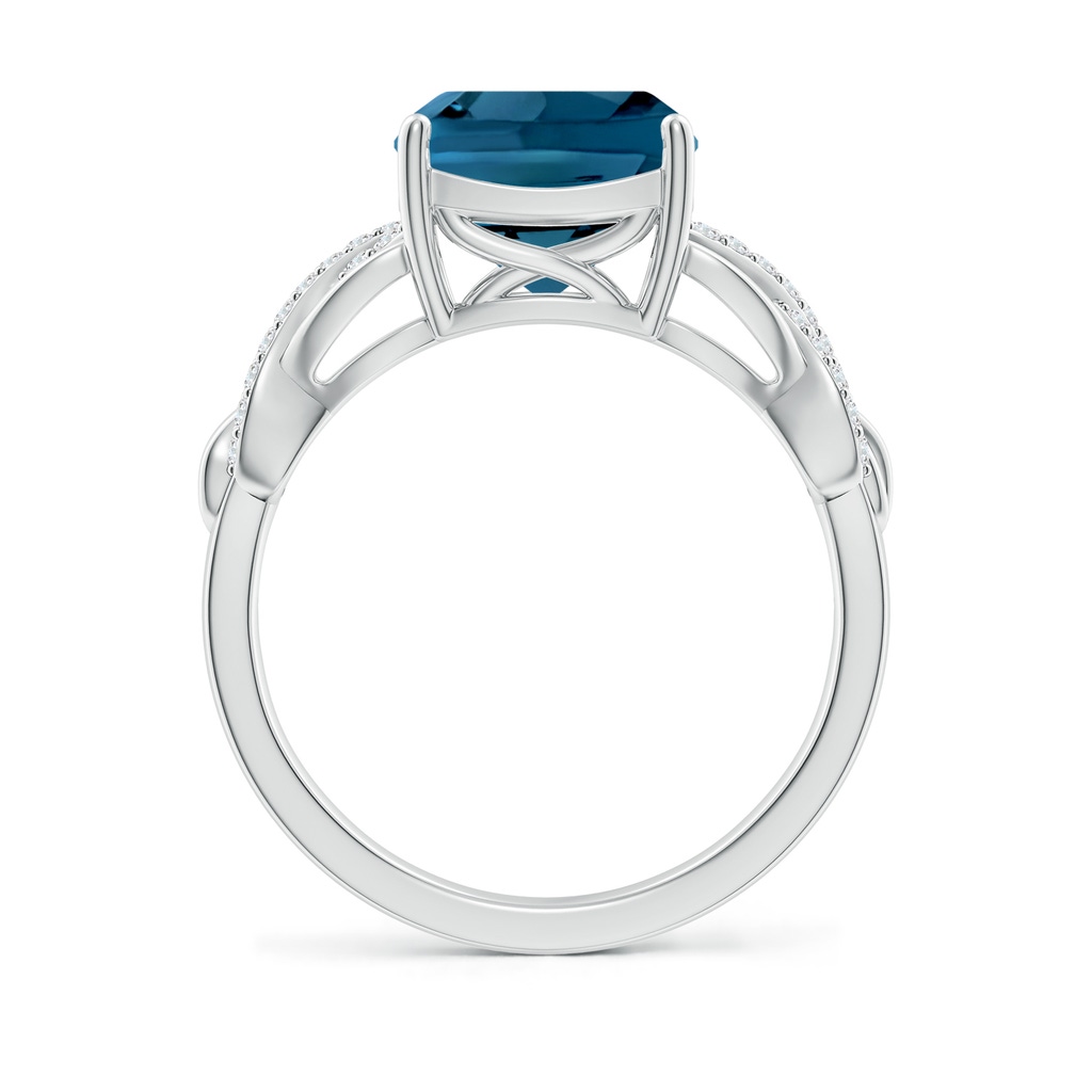 9mm AAAA Criss Cross Shank Cushion London Blue Topaz Engagement Ring in White Gold - side_1