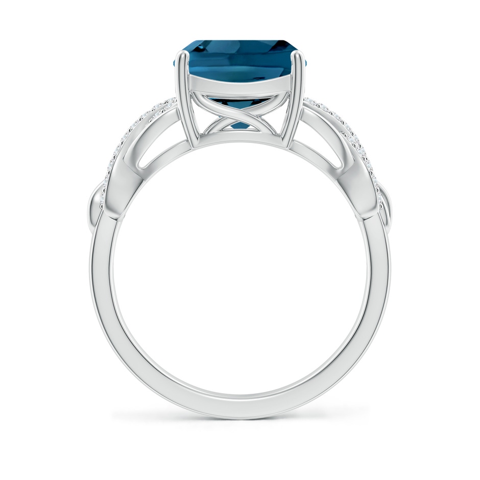 9mm AAAA Criss Cross Shank Cushion London Blue Topaz Engagement Ring in White Gold side-1