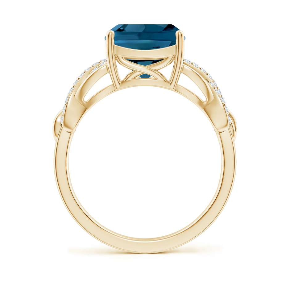 9mm AAAA Criss Cross Shank Cushion London Blue Topaz Engagement Ring in Yellow Gold side-1