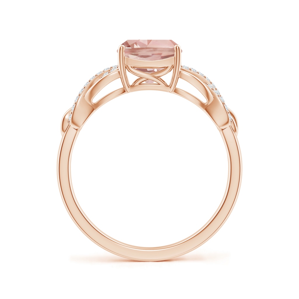 7mm AAA Criss Cross Shank Cushion Morganite Engagement Ring in Rose Gold Side-1