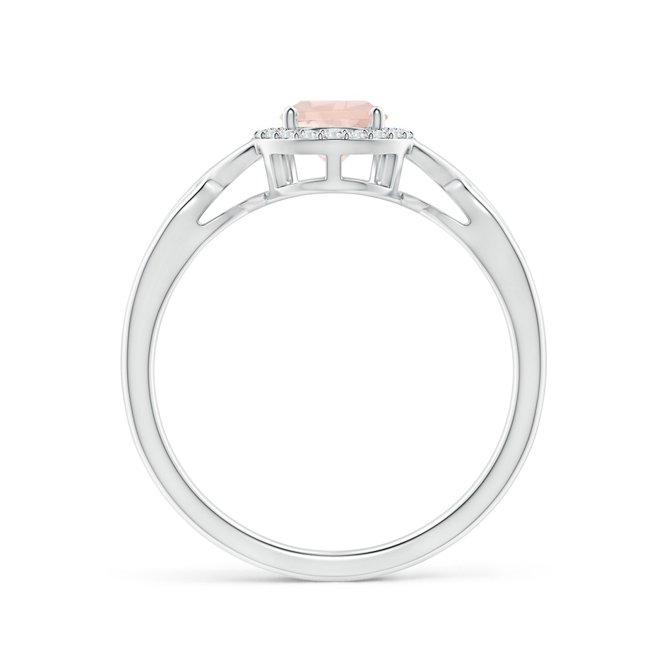 7x5mm A Pear-Shaped Morganite Halo Criss Cross Ring in P950 Platinum side 1