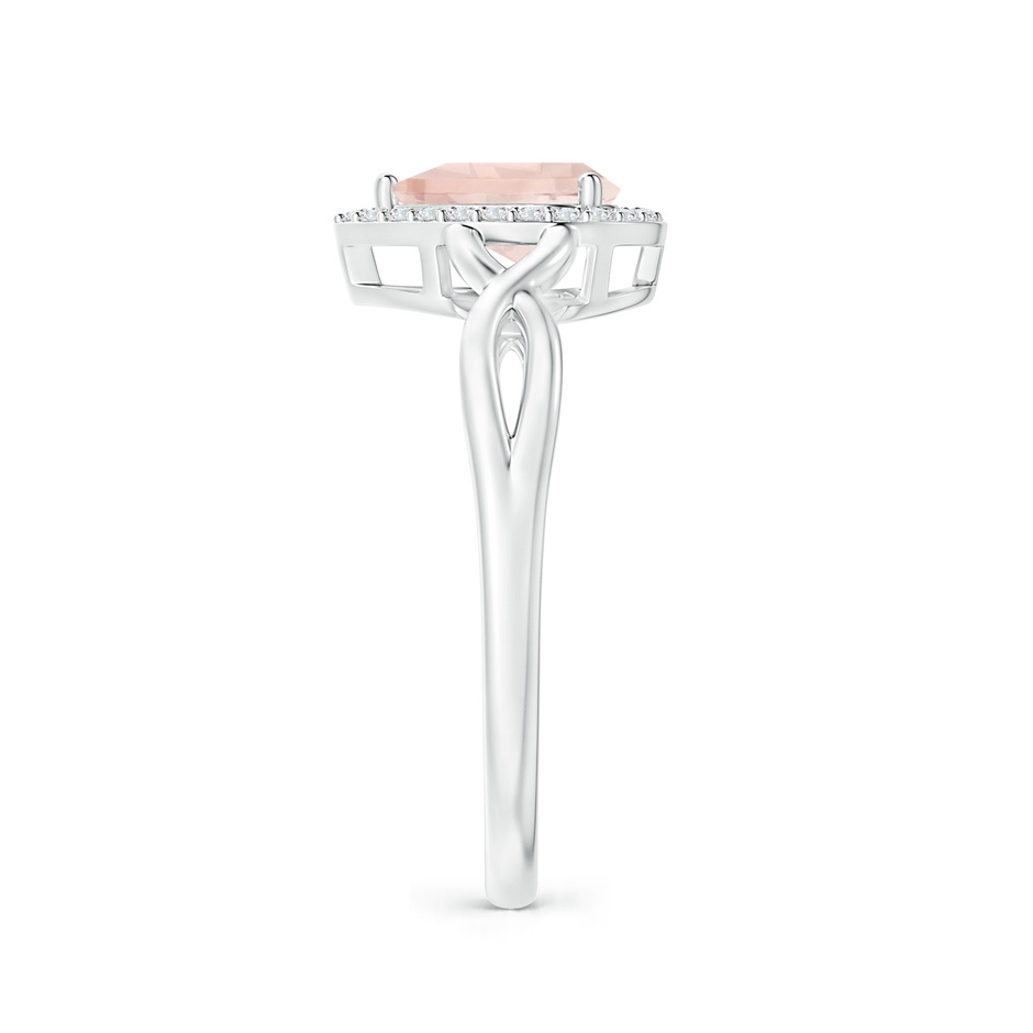 7x5mm A Pear-Shaped Morganite Halo Criss Cross Ring in P950 Platinum side 2