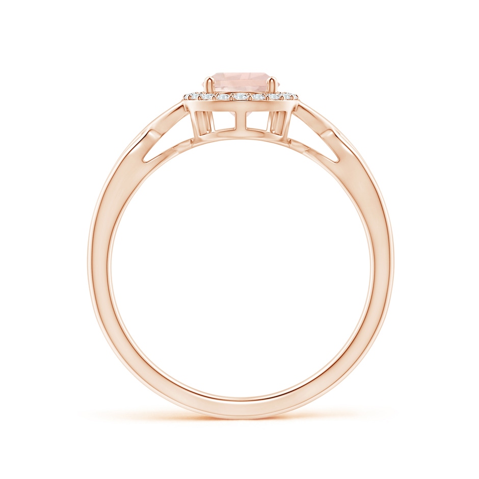 7x5mm A Pear-Shaped Morganite Halo Criss Cross Ring in Rose Gold side 1