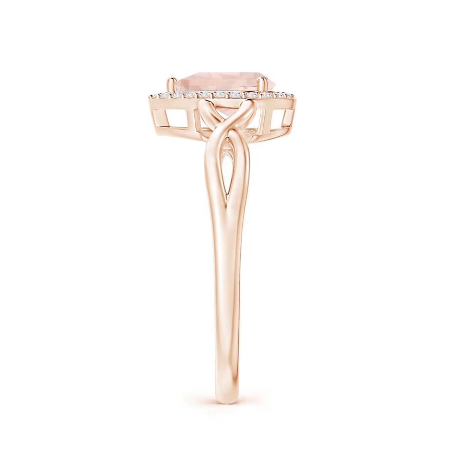 7x5mm A Pear-Shaped Morganite Halo Criss Cross Ring in Rose Gold side 2