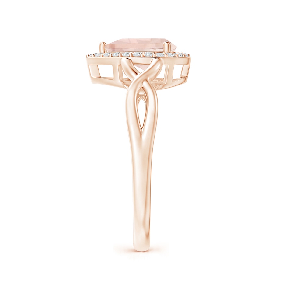 8x6mm A Pear-Shaped Morganite Halo Criss Cross Ring in Rose Gold side 2