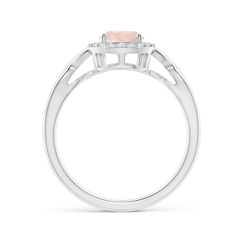 8x6mm A Pear-Shaped Morganite Halo Criss Cross Ring in White Gold side 1