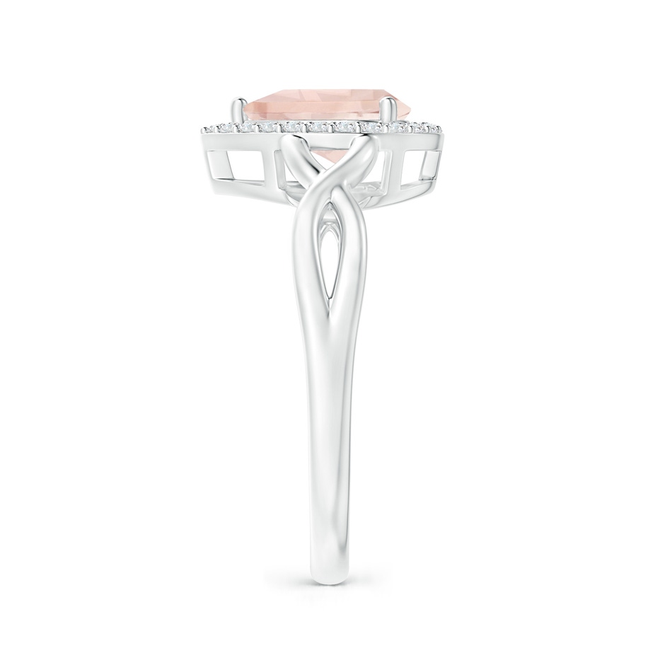 8x6mm A Pear-Shaped Morganite Halo Criss Cross Ring in White Gold side 2