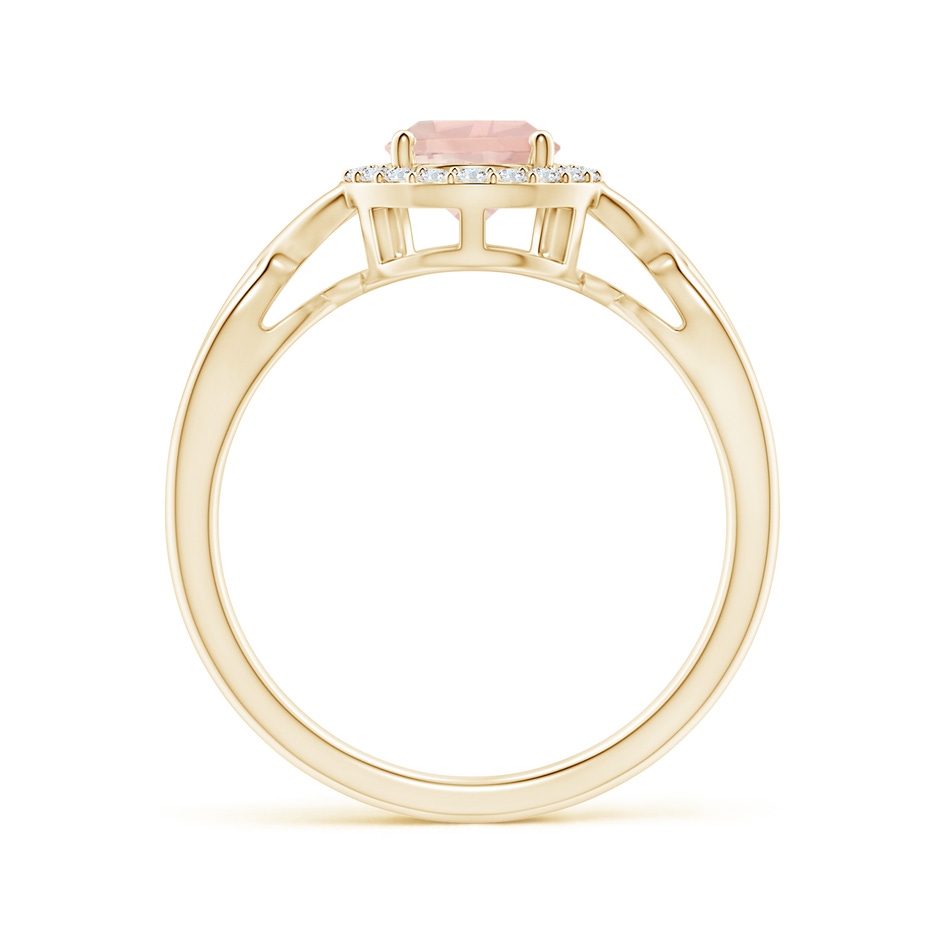 8x6mm AA Pear-Shaped Morganite Halo Criss Cross Ring in Yellow Gold side 1