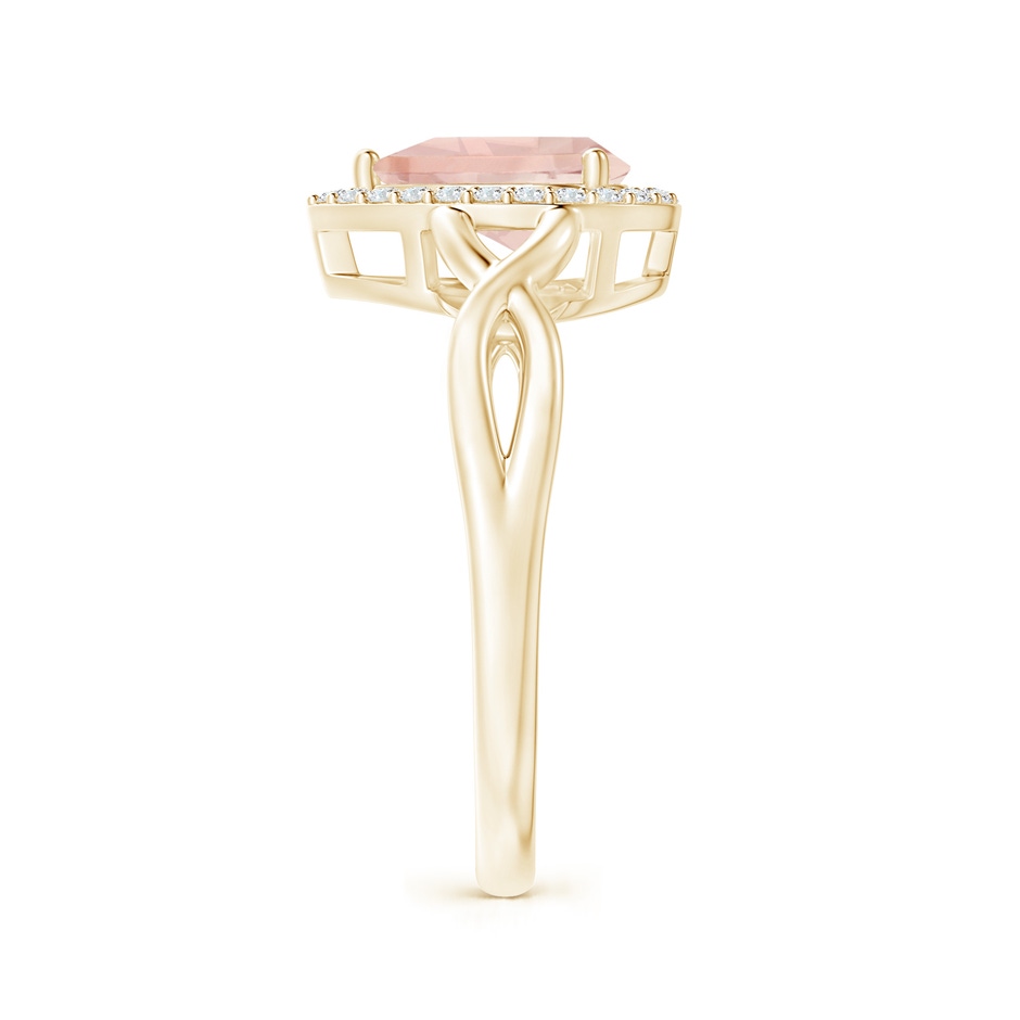 8x6mm AA Pear-Shaped Morganite Halo Criss Cross Ring in Yellow Gold side 2