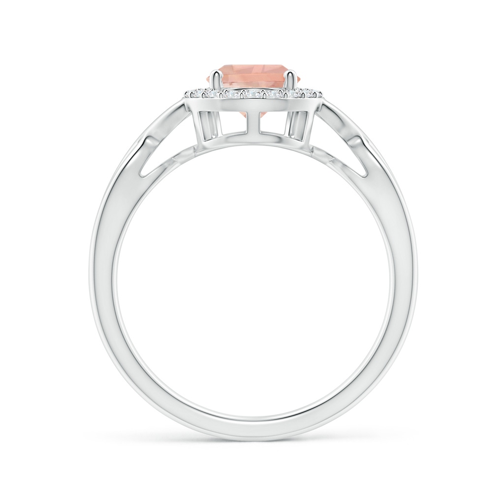 8x6mm AAA Pear-Shaped Morganite Halo Criss Cross Ring in White Gold Side 1
