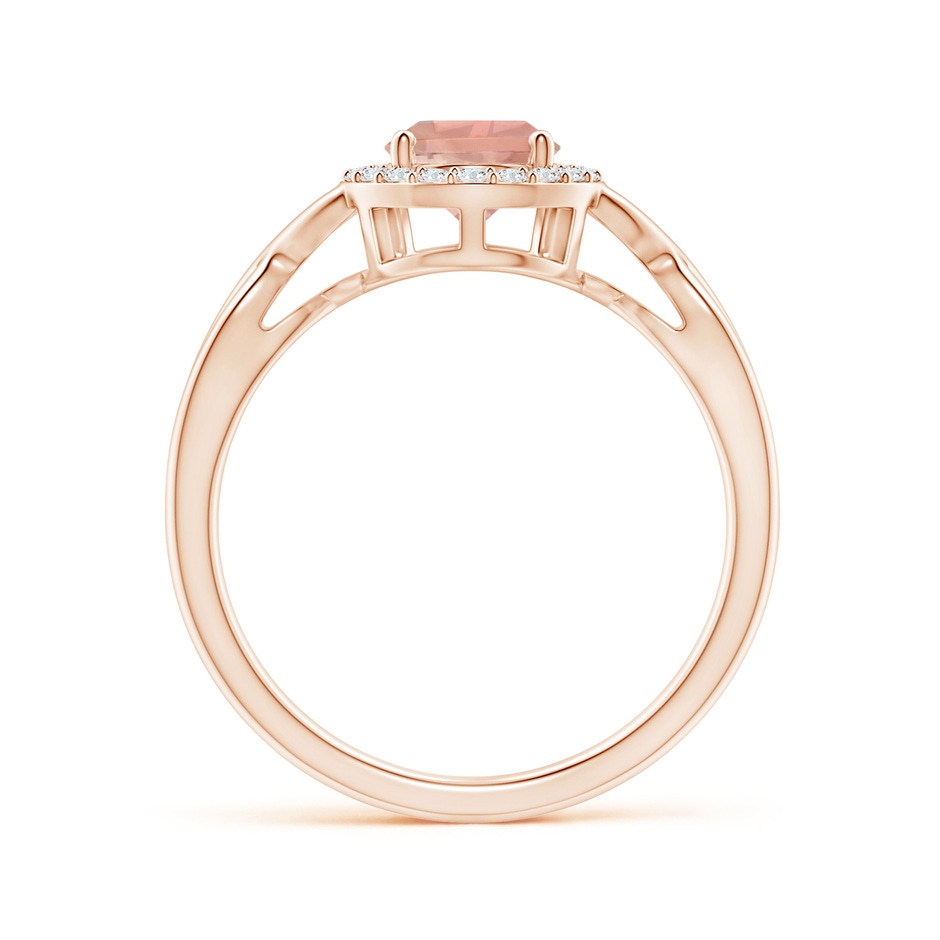 8x6mm AAAA Pear-Shaped Morganite Halo Criss Cross Ring in Rose Gold side 1