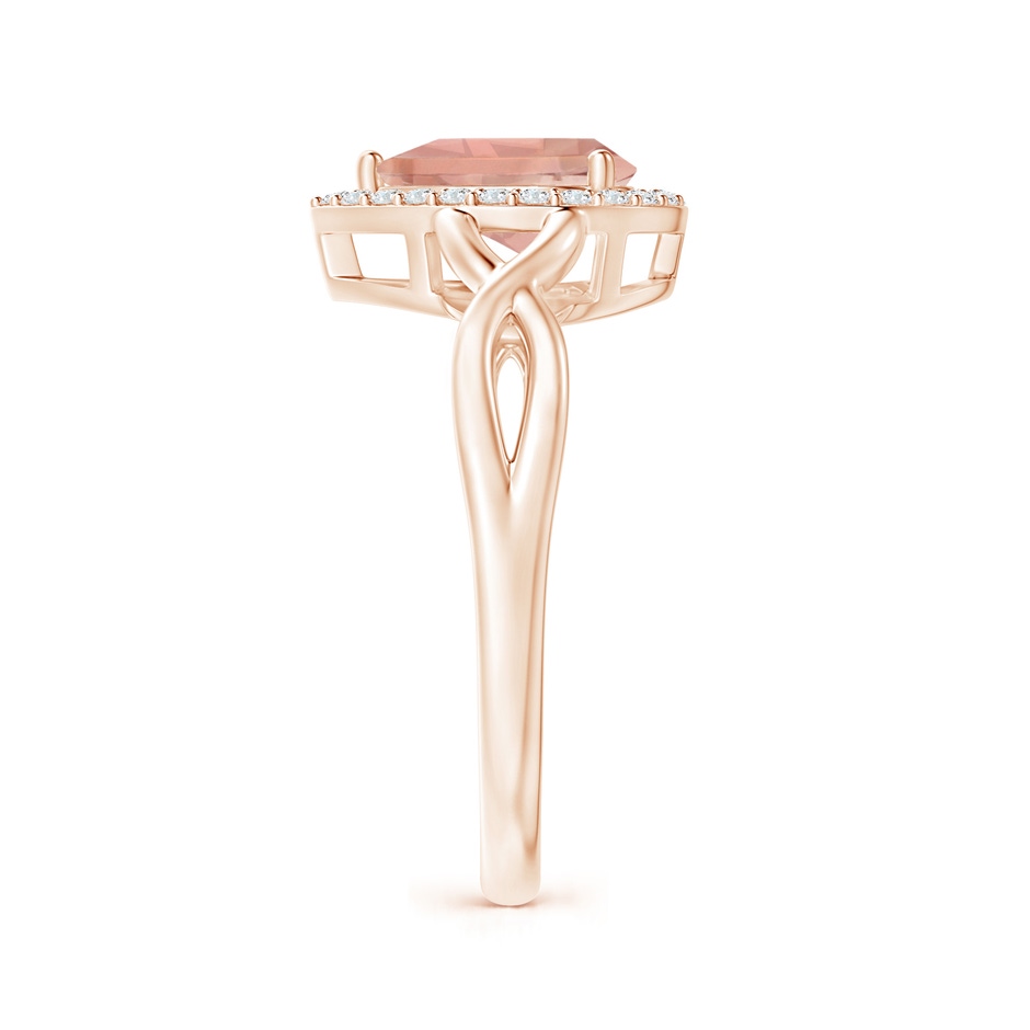 8x6mm AAAA Pear-Shaped Morganite Halo Criss Cross Ring in Rose Gold side 2