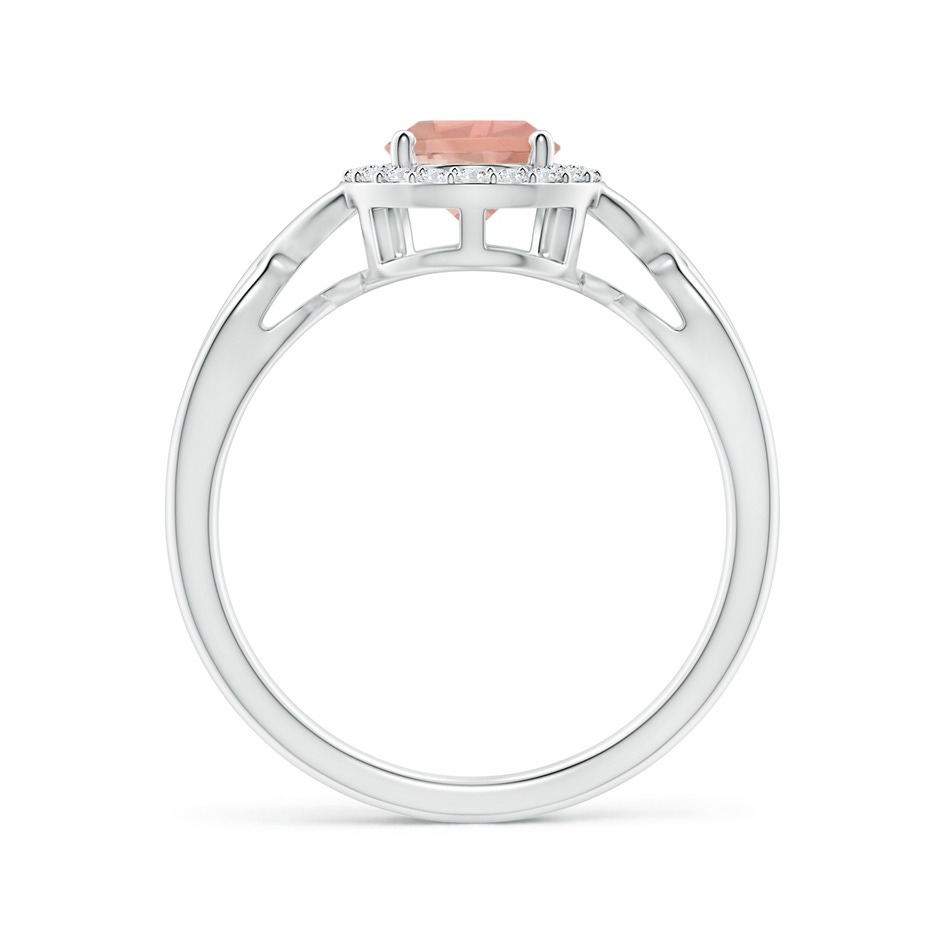 8x6mm AAAA Pear-Shaped Morganite Halo Criss Cross Ring in White Gold side 1