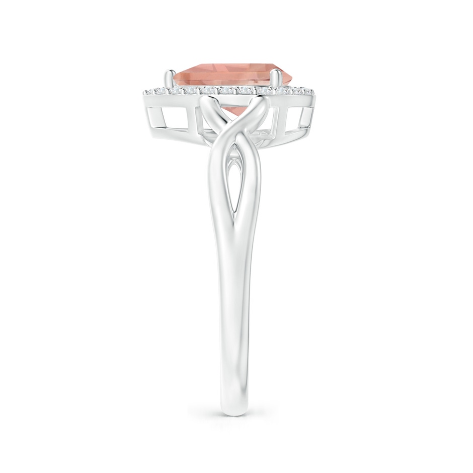 8x6mm AAAA Pear-Shaped Morganite Halo Criss Cross Ring in White Gold side 2