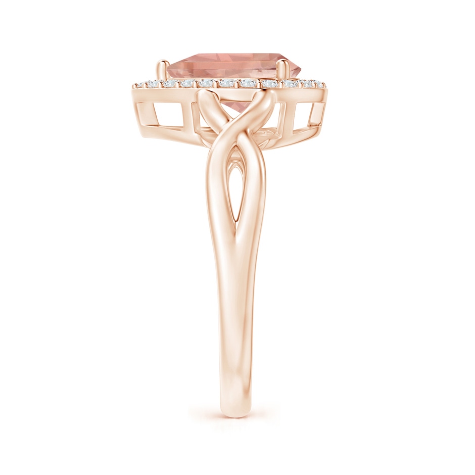 9x7mm AAAA Pear-Shaped Morganite Halo Criss Cross Ring in Rose Gold side 2