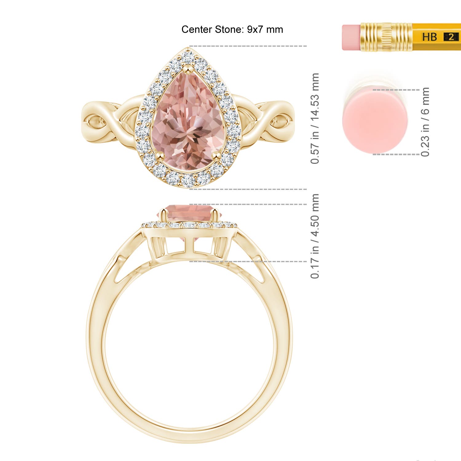 AAAA - Morganite / 1.64 CT / 14 KT Yellow Gold