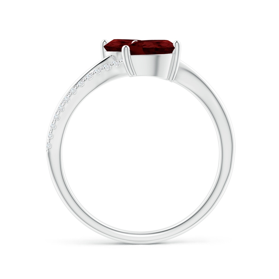 7x5mm A Pear-Shaped Garnet Two-Stone Bypass Ring in P950 Platinum side 1