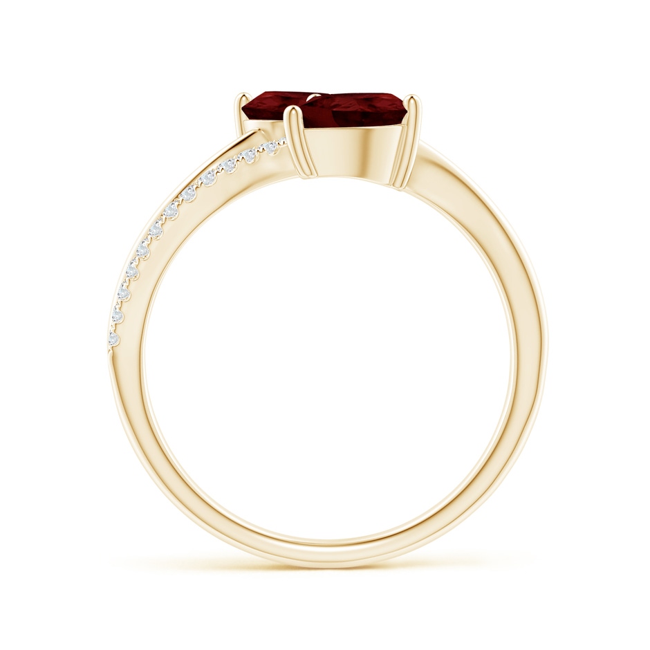 7x5mm A Pear-Shaped Garnet Two-Stone Bypass Ring in Yellow Gold side 1