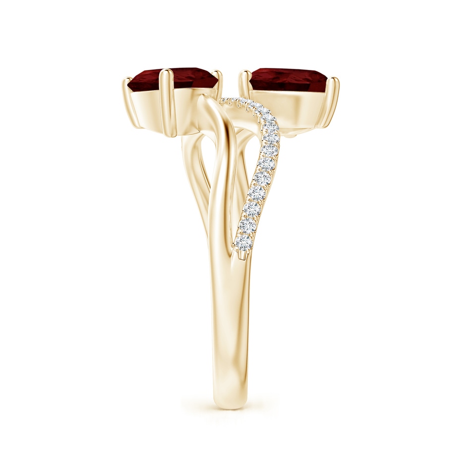 7x5mm A Pear-Shaped Garnet Two-Stone Bypass Ring in Yellow Gold side 2