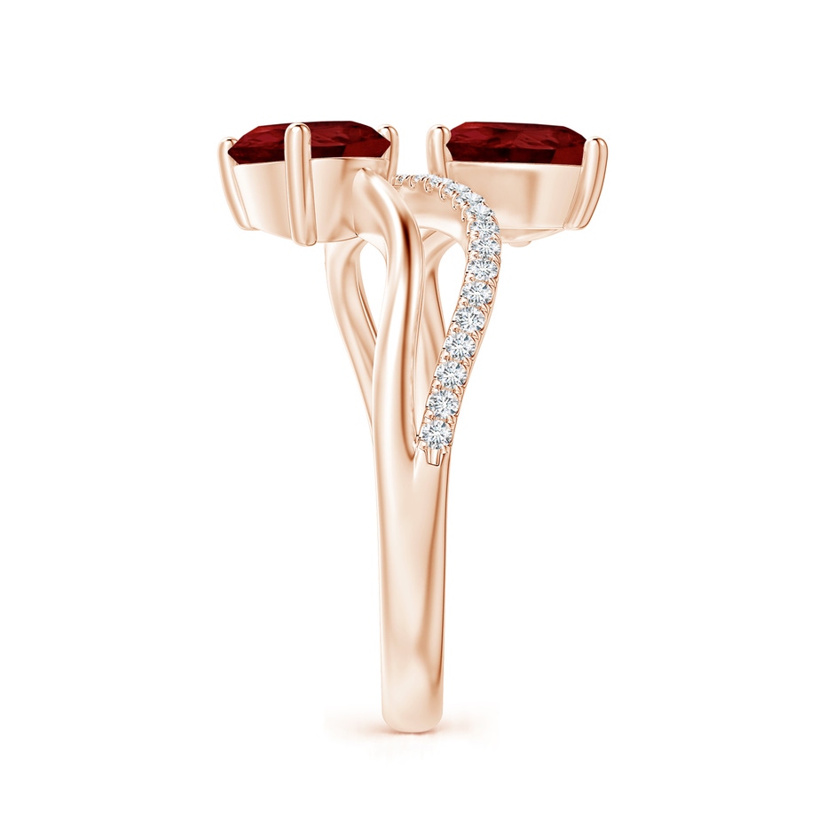 7x5mm AA Pear-Shaped Garnet Two-Stone Bypass Ring in Rose Gold side 2