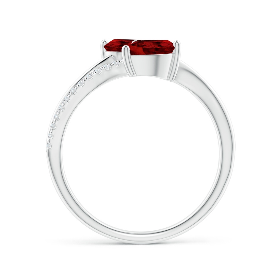 7x5mm AAAA Pear-Shaped Garnet Two-Stone Bypass Ring in P950 Platinum side 1