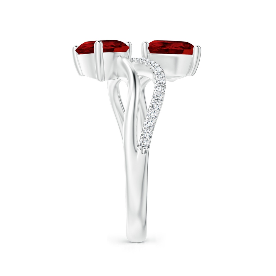7x5mm AAAA Pear-Shaped Garnet Two-Stone Bypass Ring in P950 Platinum side 2