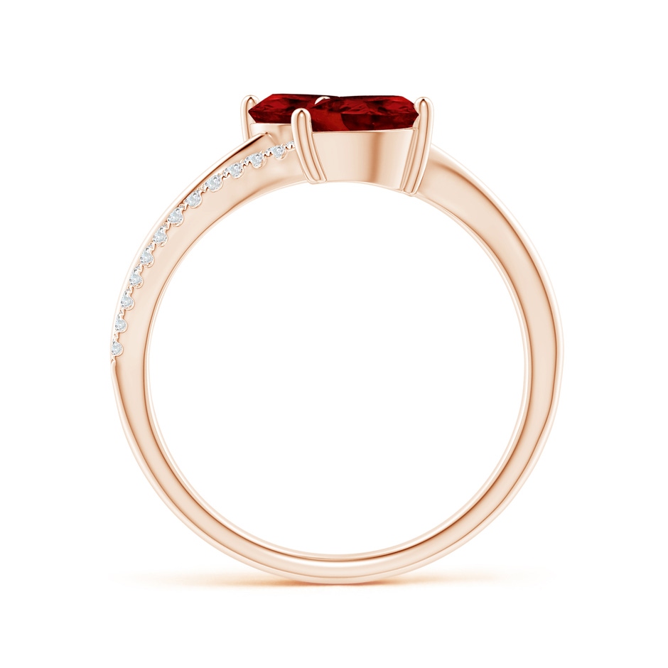 7x5mm AAAA Pear-Shaped Garnet Two-Stone Bypass Ring in Rose Gold side 1