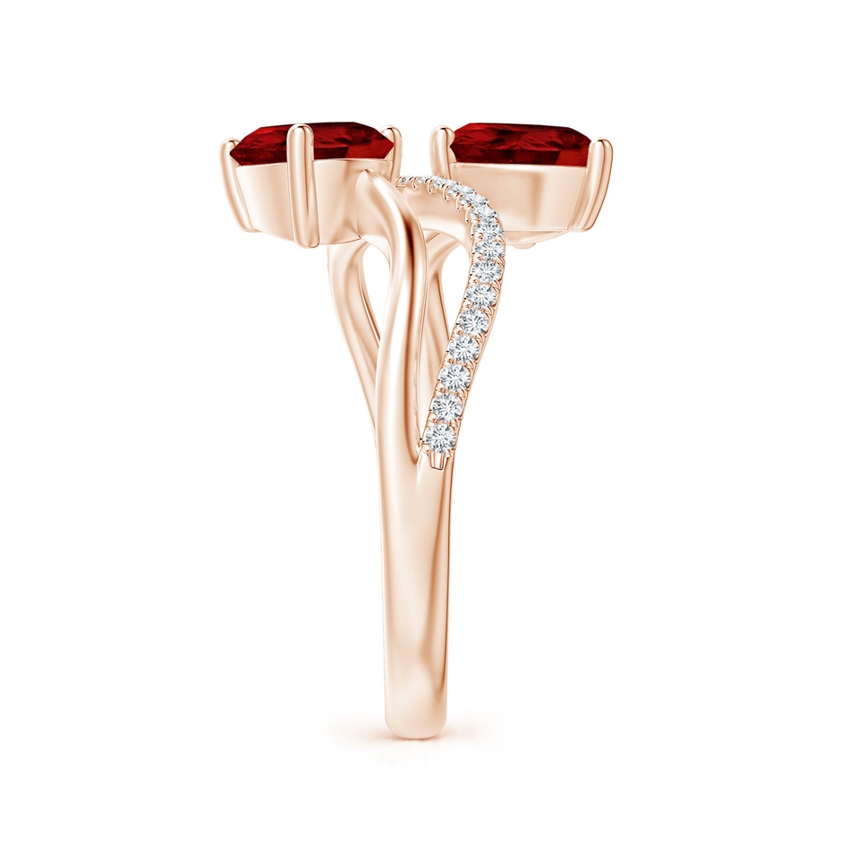 7x5mm AAAA Pear-Shaped Garnet Two-Stone Bypass Ring in Rose Gold side 2
