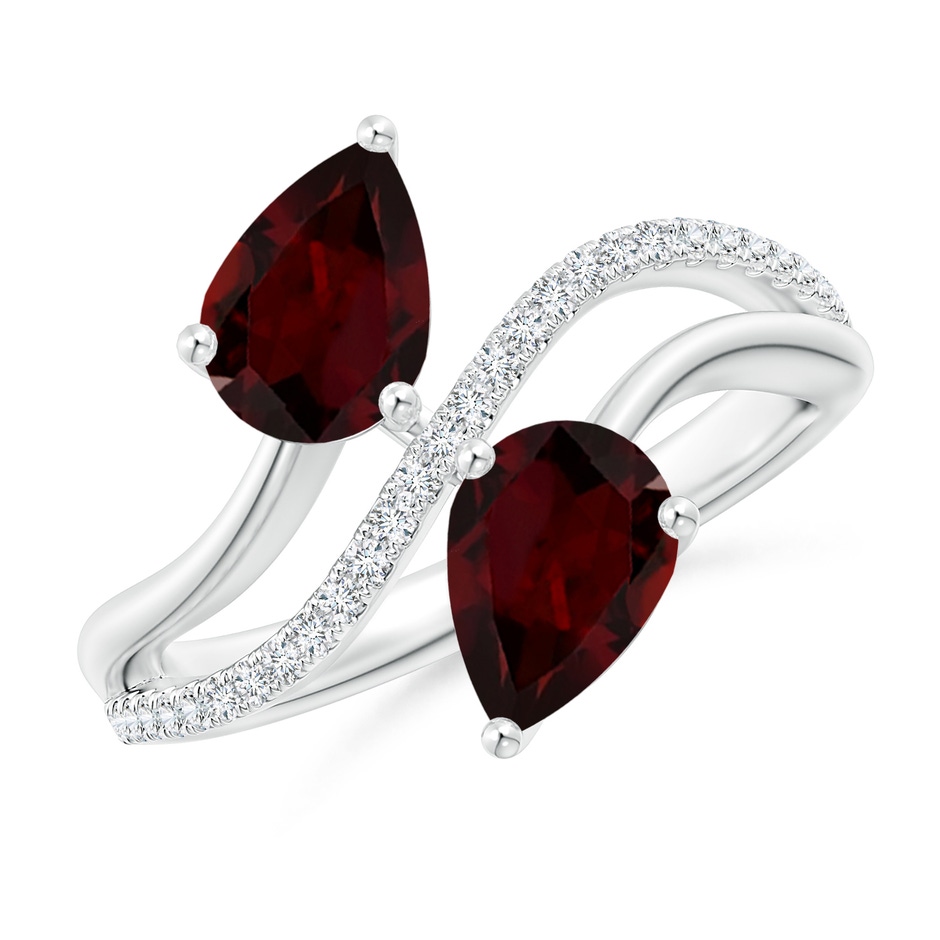 8x6mm A Pear-Shaped Garnet Two-Stone Bypass Ring in White Gold 