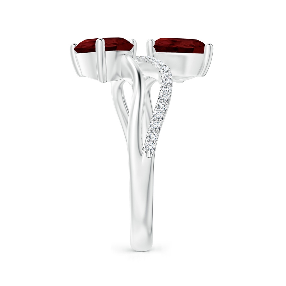 8x6mm A Pear-Shaped Garnet Two-Stone Bypass Ring in White Gold side 2