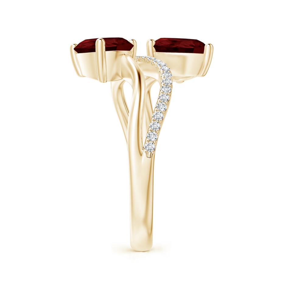 8x6mm A Pear-Shaped Garnet Two-Stone Bypass Ring in Yellow Gold side 2