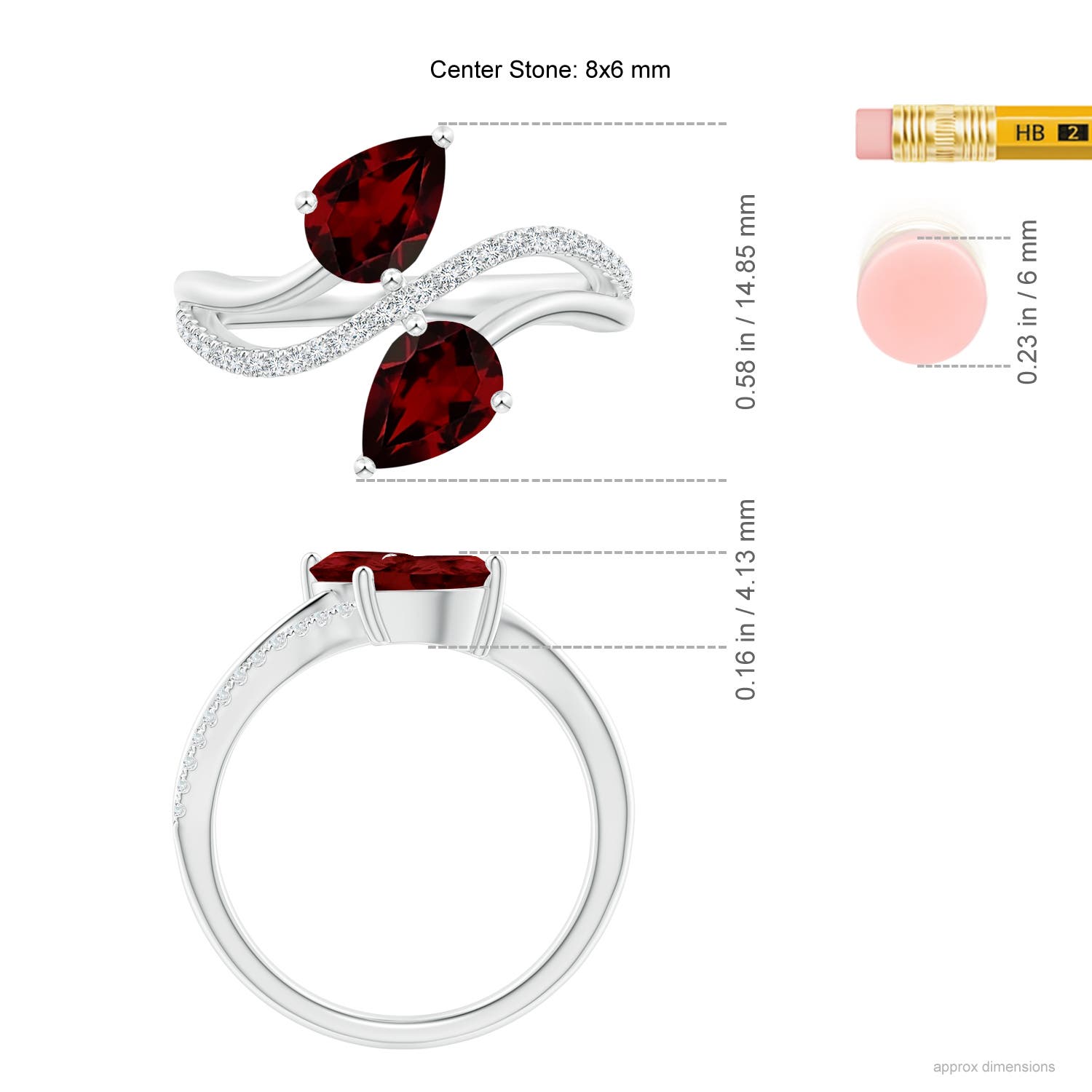 AA - Garnet / 2.75 CT / 14 KT White Gold