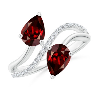 8x6mm AAAA Pear-Shaped Garnet Two-Stone Bypass Ring in P950 Platinum