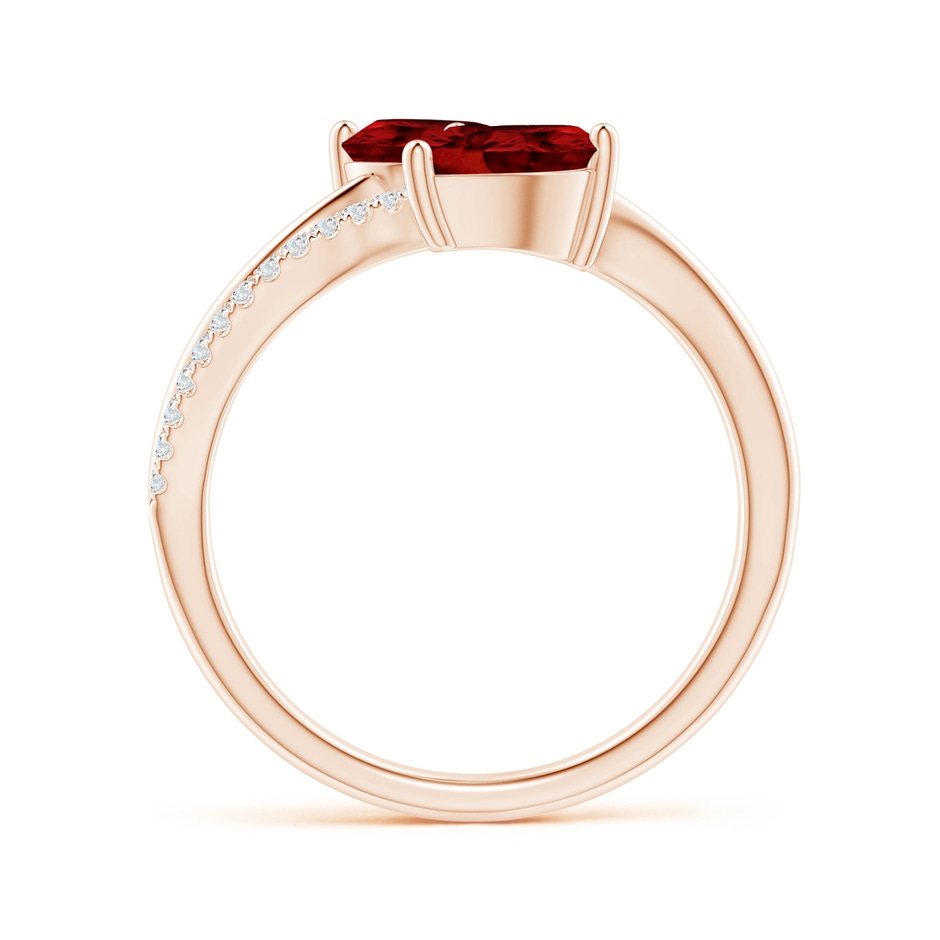 8x6mm AAAA Pear-Shaped Garnet Two-Stone Bypass Ring in Rose Gold side 1