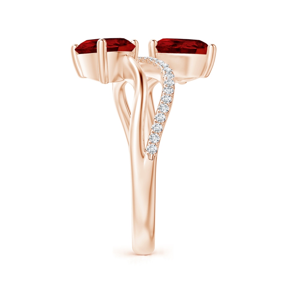 8x6mm AAAA Pear-Shaped Garnet Two-Stone Bypass Ring in Rose Gold side 2