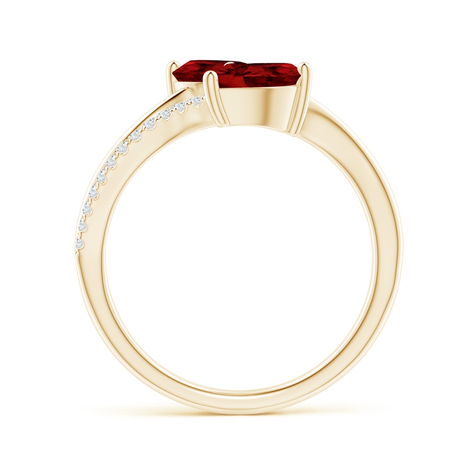 8x6mm AAAA Pear-Shaped Garnet Two-Stone Bypass Ring in Yellow Gold side 1