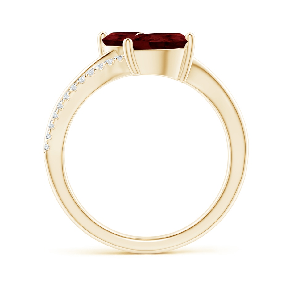 9x7mm A Pear-Shaped Garnet Two-Stone Bypass Ring in Yellow Gold side 1