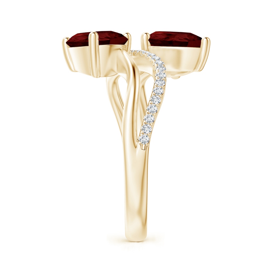 9x7mm A Pear-Shaped Garnet Two-Stone Bypass Ring in Yellow Gold side 2