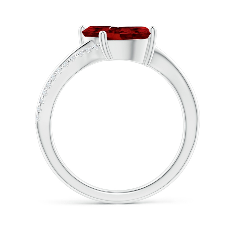 9x7mm AAAA Pear-Shaped Garnet Two-Stone Bypass Ring in P950 Platinum side 1