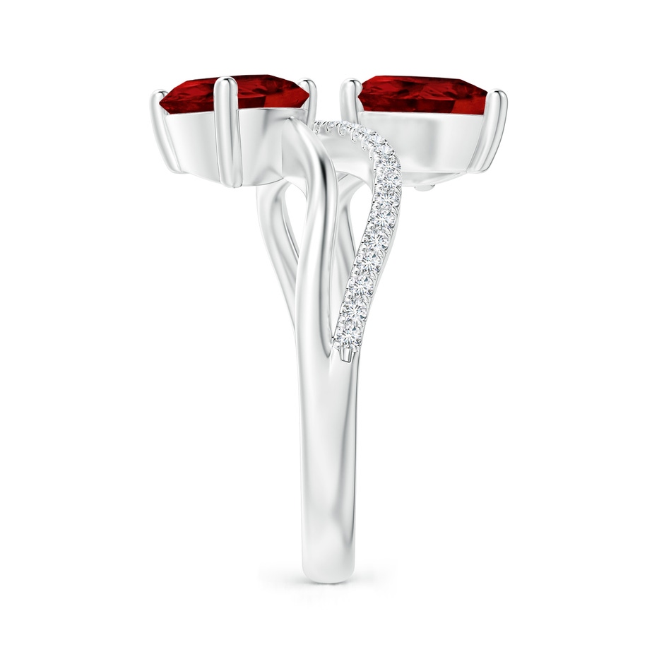 9x7mm AAAA Pear-Shaped Garnet Two-Stone Bypass Ring in P950 Platinum side 2